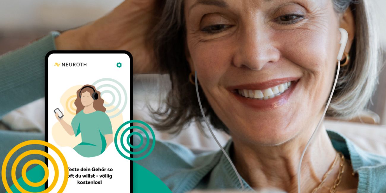 Frau mit Neuroth-Hörtest-App